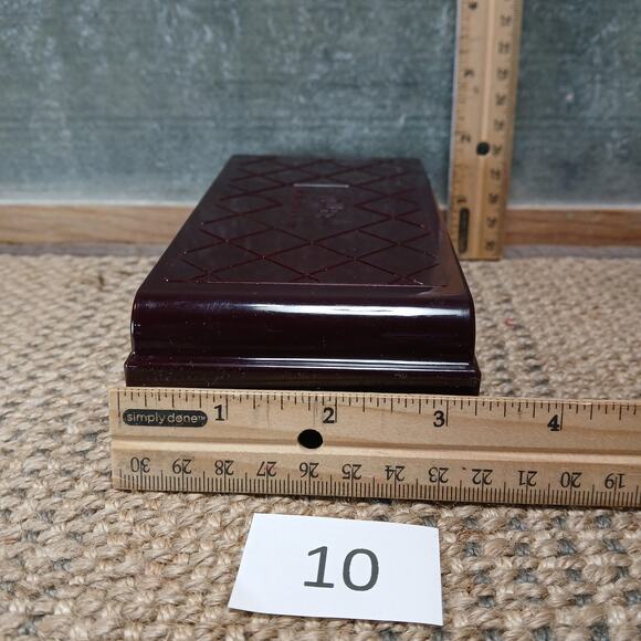 Vtg Tower Poker Chips/ Roulette Chips w/Maroon Diamond Lid Storage Box [Set #10] - Picture 10 of 10